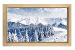 Karlı Dağ Manzarası Tablosu Naturel Ahşap Çerçeve - 100x200