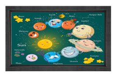Güneş Sistemi Tablosu Siyah Ahşap - 100x150
