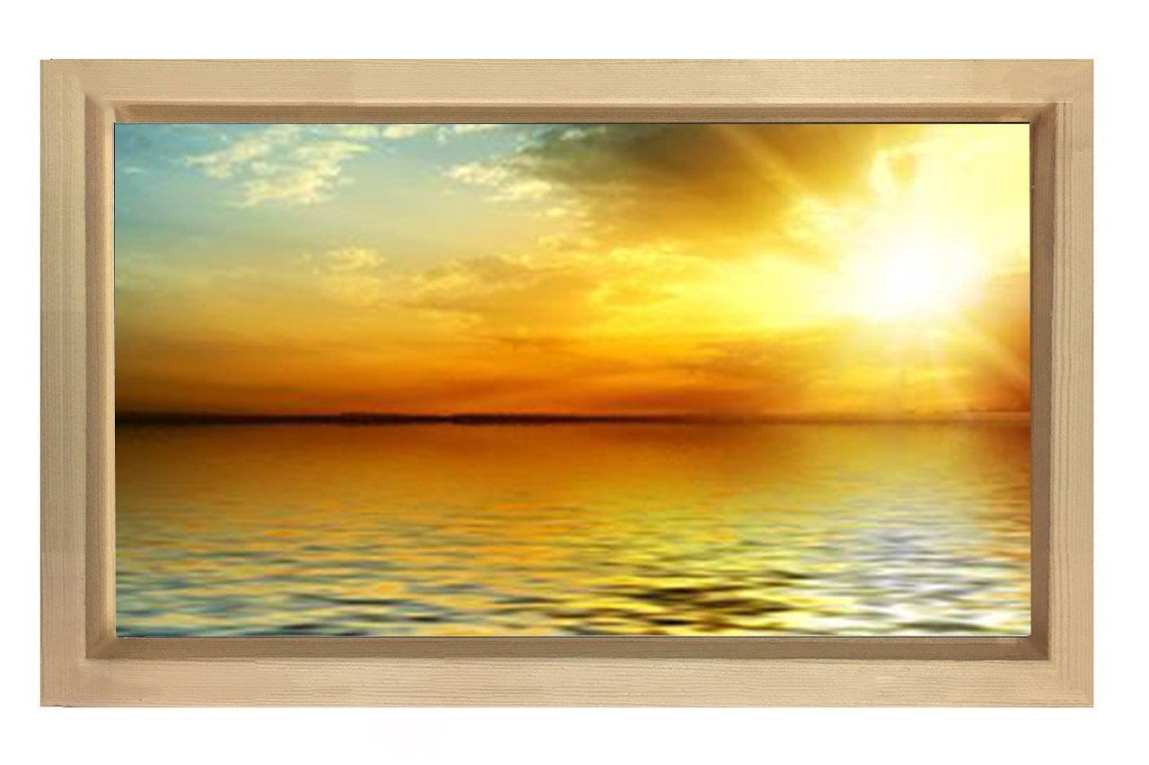 Güneş Batımı ve Deniz Tablosu Naturel Ahşap Çerçeve - 50x90