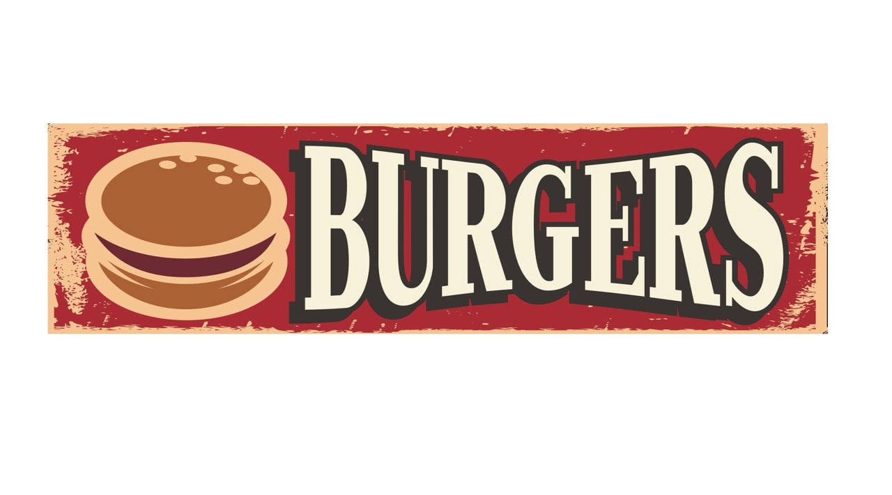 Burger Restoran Afiş Tablosu Çerçevesiz - 90x30