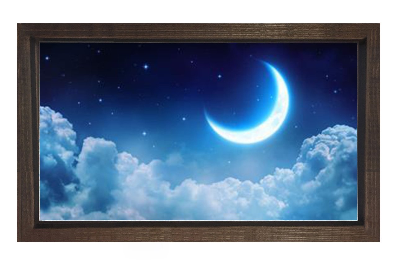 Gece Bulutları Gökyüzü Tablosu Kahverengi Ahşap Çerçeve - 40x60