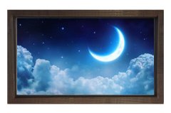 Gece Bulutları Gökyüzü Tablosu Kahverengi Ahşap Çerçeve - 40x60