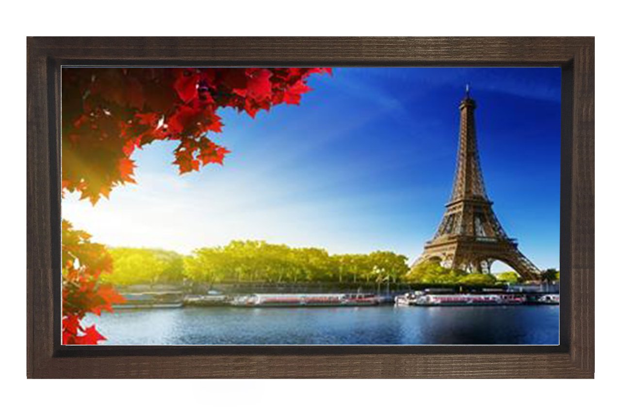 Eiffel Kulesi Paris Tablosu Kahverengi Ahşap Çerçeve - 50x70