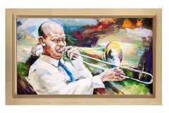 Müzisyen Tablosu Naturel Ahşap Çerçeve - 50x90