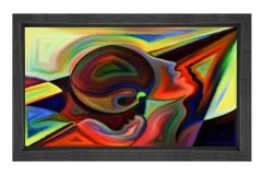 Soyut Reprodüksiyon Tablosu Siyah Ahşap - 50x90