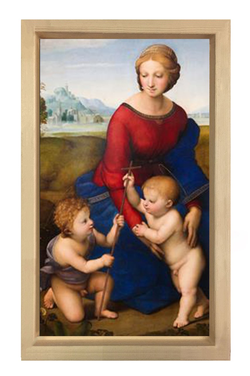 Ana ve Oğullar Tablosu Naturel Ahşap Çerçeve - 50x90