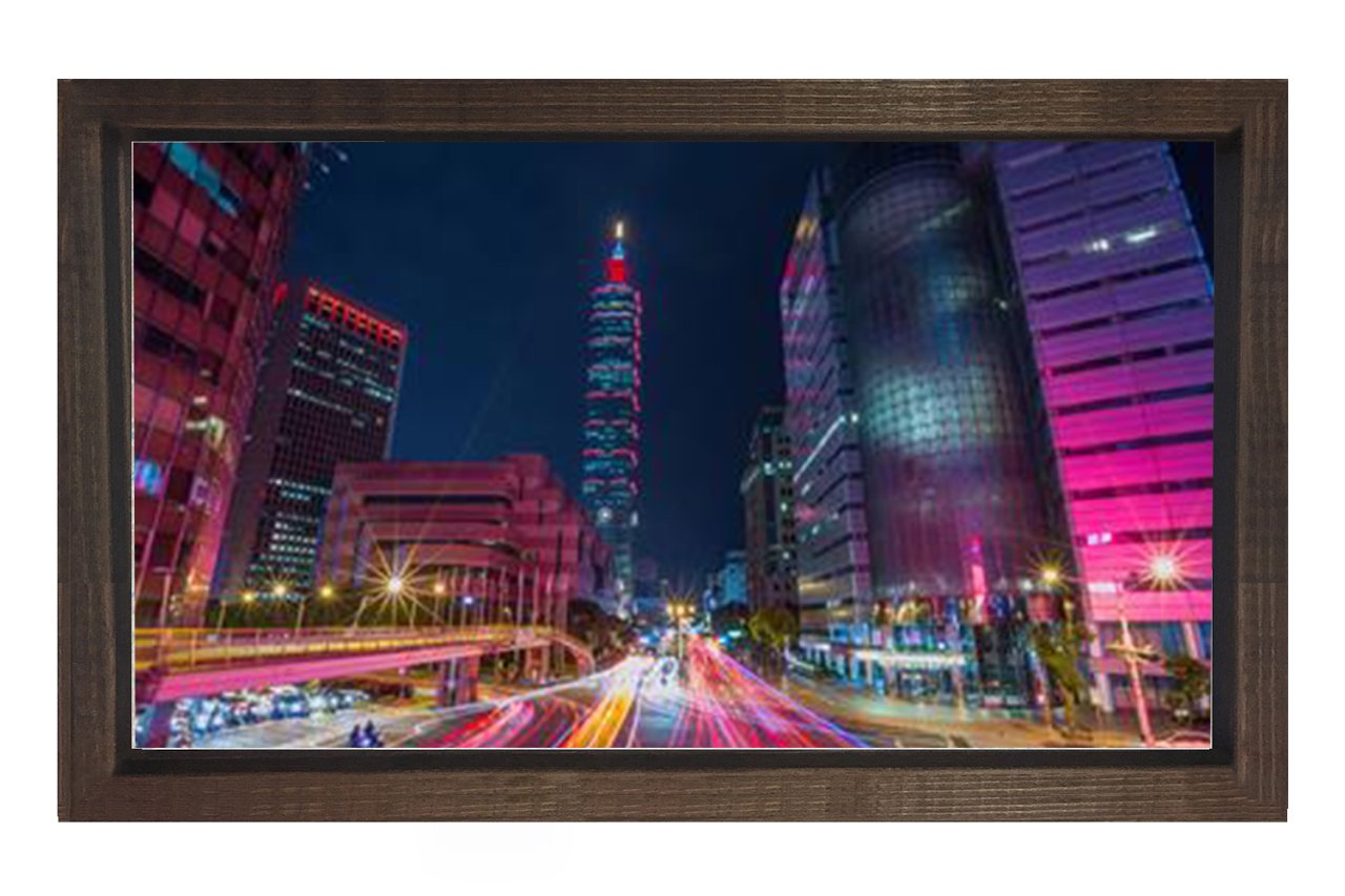 Hızlı Şehir Yaşamı Tablosu Kahverengi Ahşap Çerçeve - 50x70