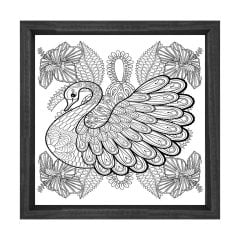 Kuğu Boyama Tablo Tablosu Siyah Ahşap Çerçeve - 70x70
