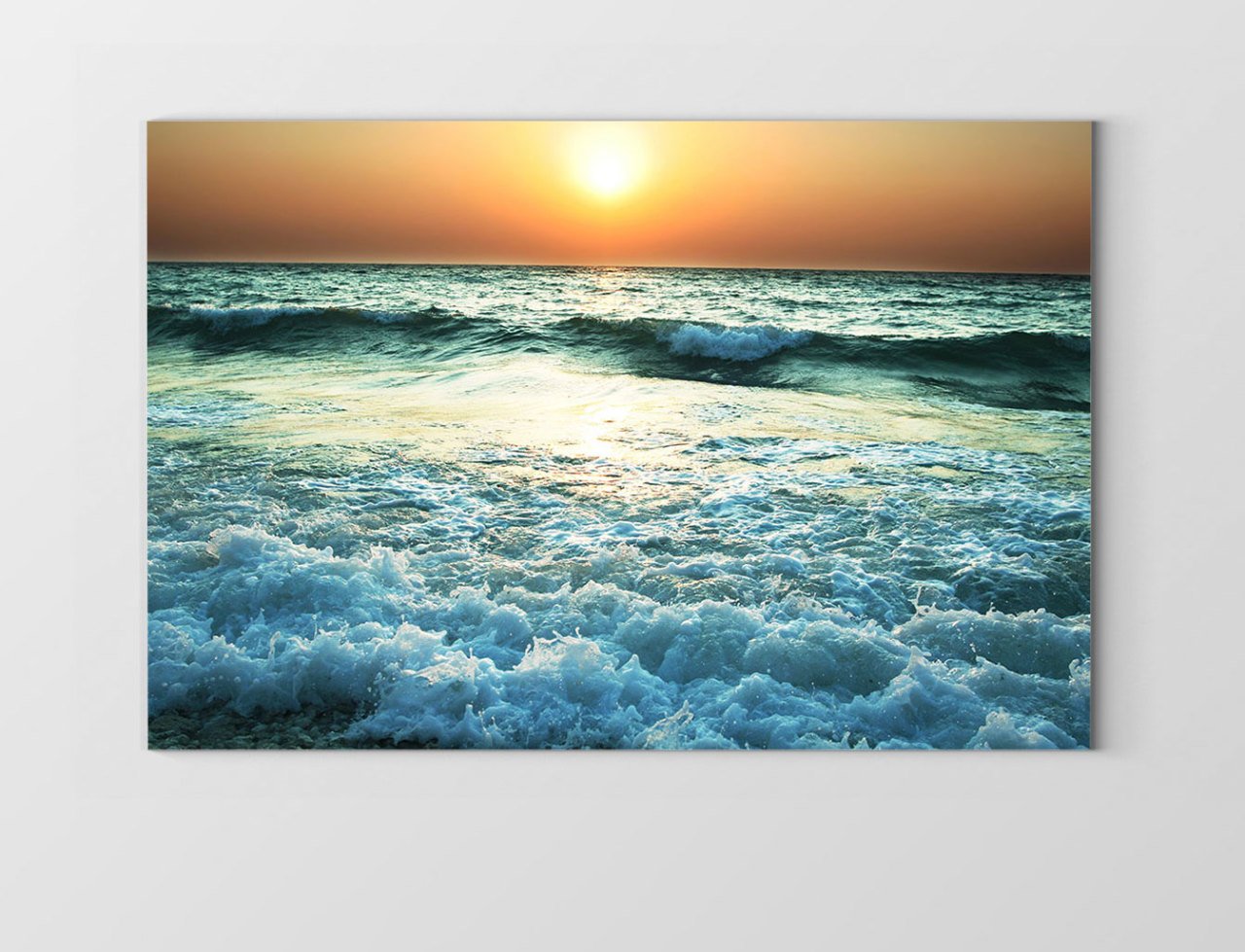 Dalgalı Deniz  Gün Batımı Tablosu Çerçevesiz - 100x150