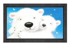 Mutlu Kutup Ayıları  Tablosu Siyah Ahşap Çerçeve - 50x90