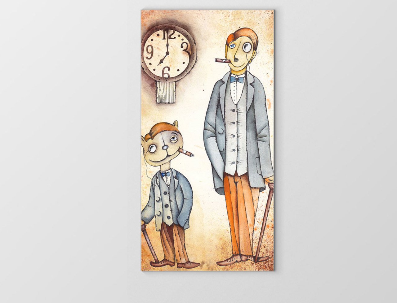 Kedi Ve Adam Tablosu Çerçevesiz - 100x200