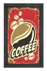 Kahve Coffee Vintege Afişi Tablosu Siyah Ahşap Çerçeve - 45x30