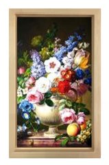 Vazoda Çiçek Natürmort Tablosu Naturel Ahşap - 50x90