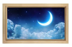 Gece Bulutları Gökyüzü Tablosu Naturel Ahşap Çerçeve - 40x60