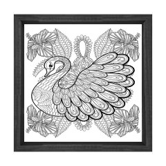 Kuğu Boyama Tablo Tablosu Siyah Ahşap Çerçeve - 90x90