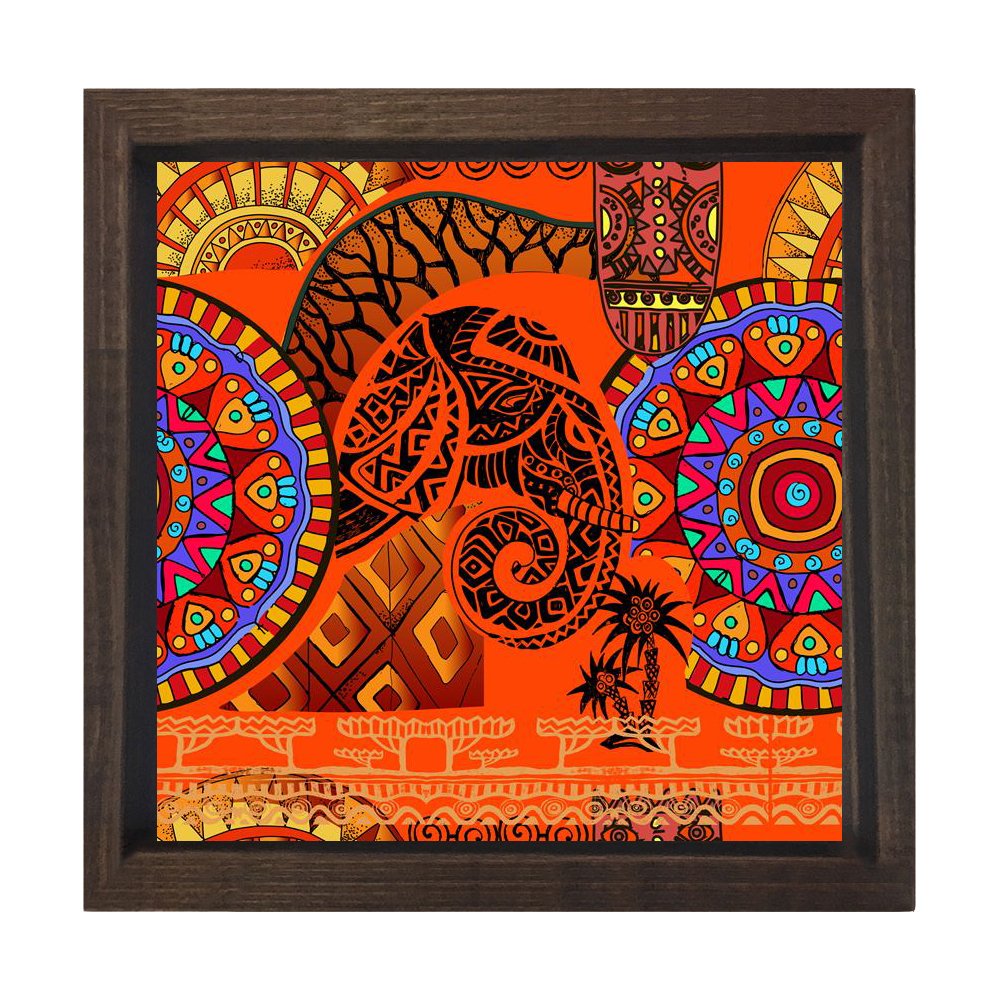 Hint Deseni Tablosu Kahverengi Ahşap Çerçeve - 90x90