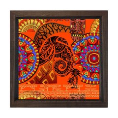 Hint Deseni Tablosu Kahverengi Ahşap Çerçeve - 100x100