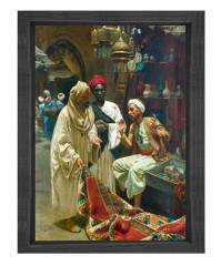 Osmanlı Dönemi Pazar Tablosu Siyah Ahşap Çerçeve - 100x200