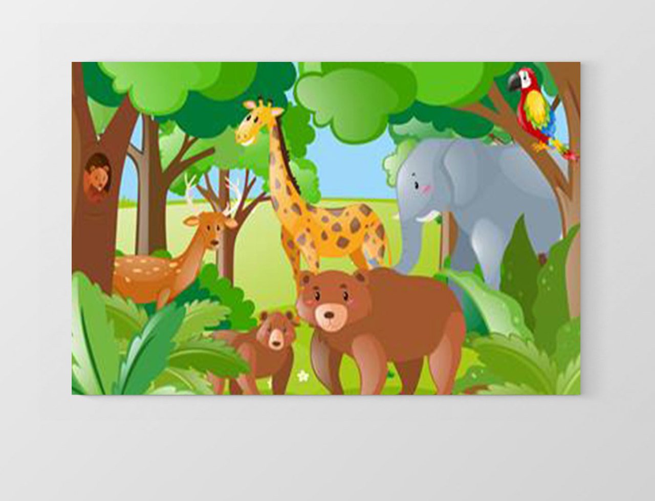 Sevimli Hayvanlar Ormanda Tablosu Çerçevesiz - 50x70