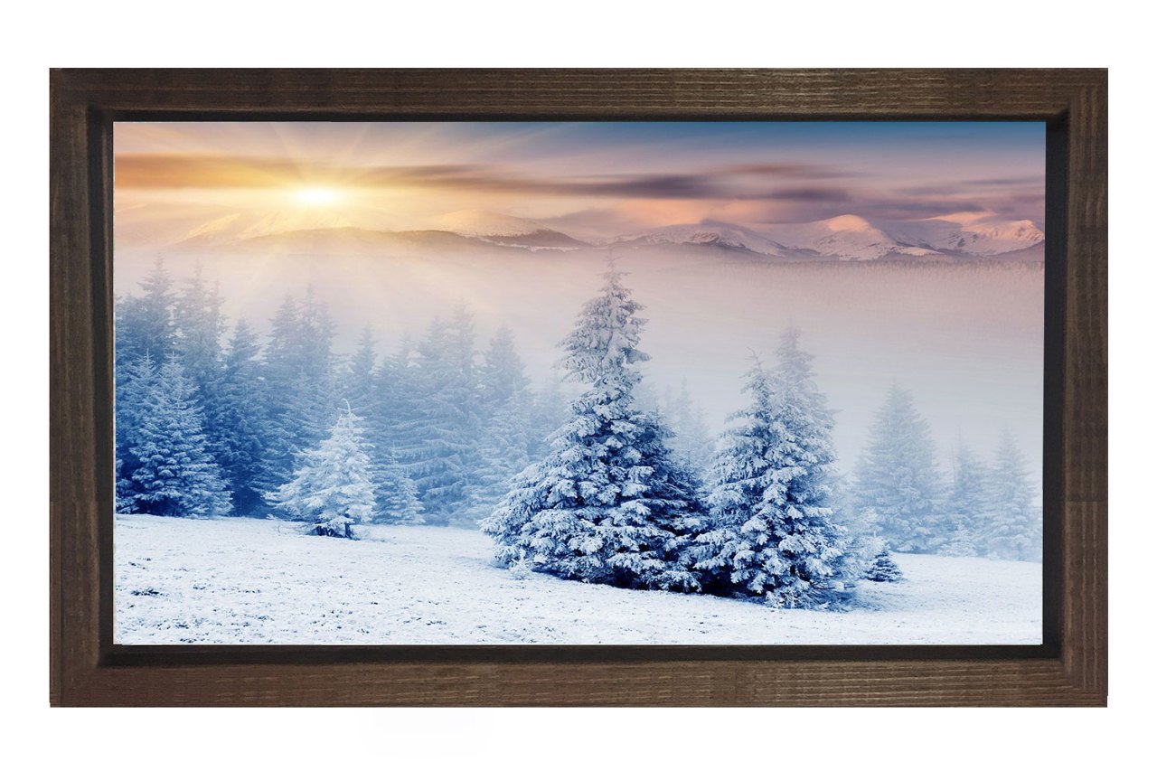 Kış Manzarası Tablosu Kahverengi Ahşap Çerçeve - 100x150