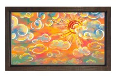 Sevimli Gökyüzü Tablosu Kahverengi Ahşap Çerçeve - 100x150