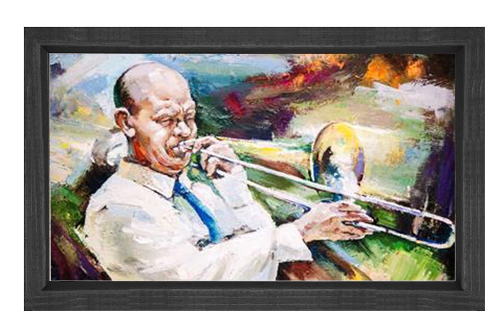 Müzisyen Tablosu Siyah Ahşap Çerçeve - 70x100
