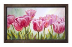 Pembe Gül Çiçekleri Tablosu Kahverengi Ahşap - 100x200