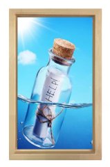 Help Şişesi Tablosu Naturel Ahşap Çerçeve - 45x30