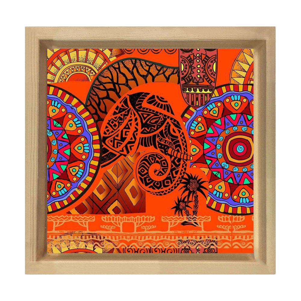 Hint Deseni Tablosu Naturel Ahşap Çerçeve - 30x30