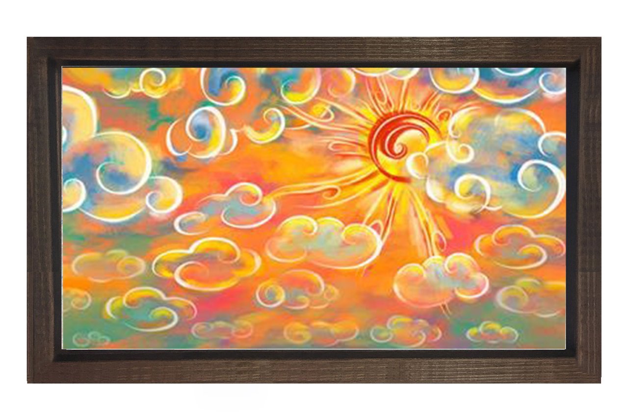 Sevimli Gökyüzü Tablosu Kahverengi Ahşap Çerçeve - 100x200