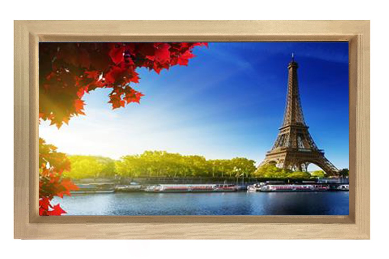 Eiffel Kulesi Paris Tablosu Naturel Ahşap Çerçeve - 70x100