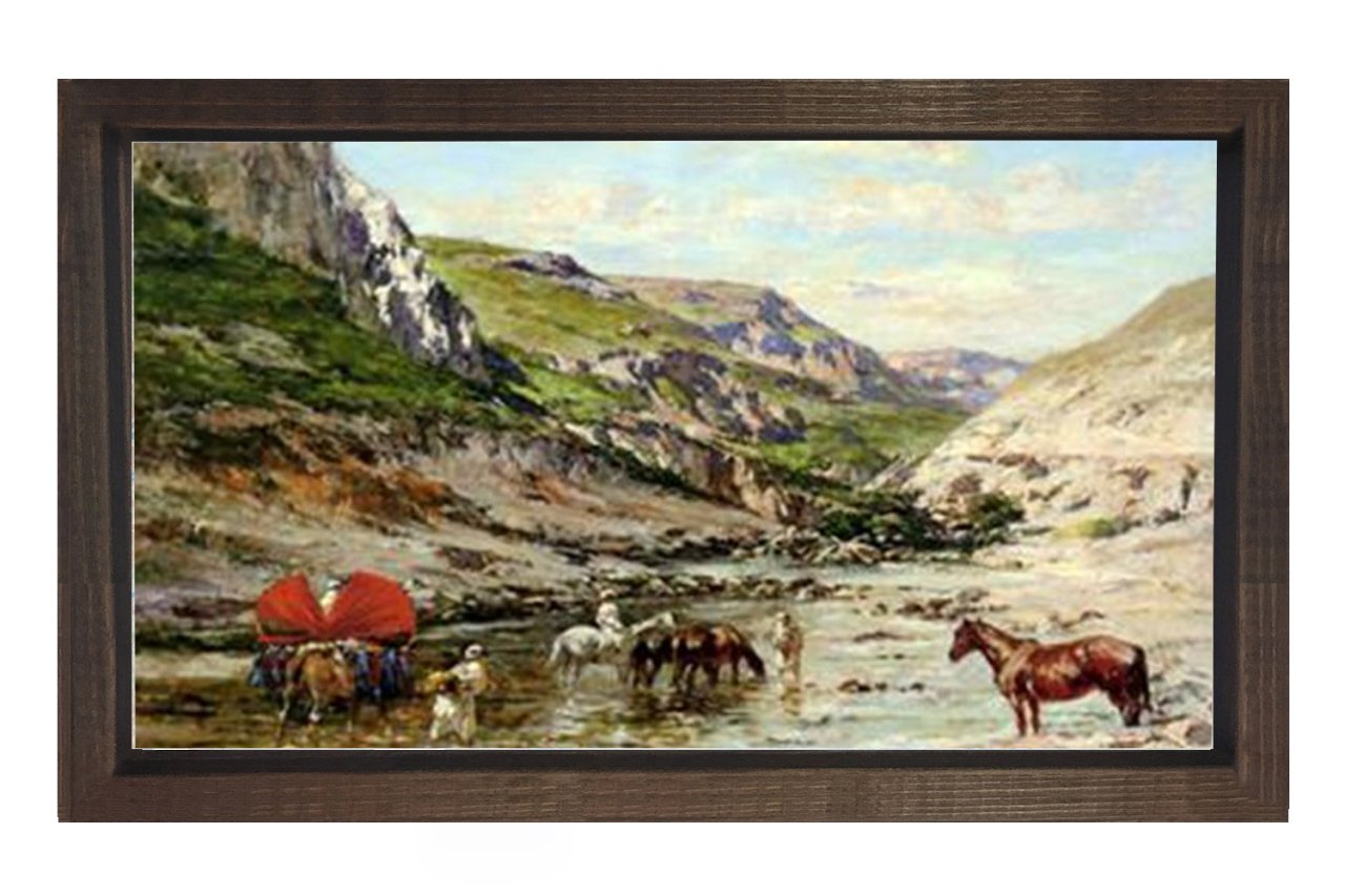 Oryantalist Manzara Tablosu Kahverengi Ahşap Çerçeve - 50x70