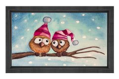 Sevimli Gece Kuşları Tablosu Siyah Ahşap Çerçeve - 100x200