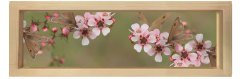 Pembe Çiçekli Asma Tablosu Naturel Ahşap Çerçeve - 180x60