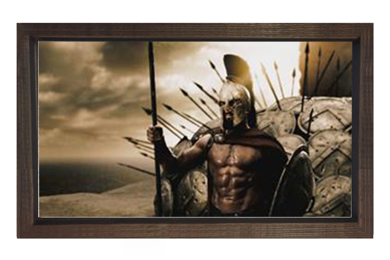 300 Spartalı Tablosu Kahverengi Ahşap Çerçeve - 50x70