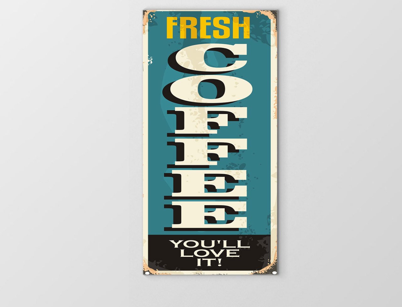 Taze Kahve Vintage Reklam Afişi Tablosu Çerçevesiz - 50x90