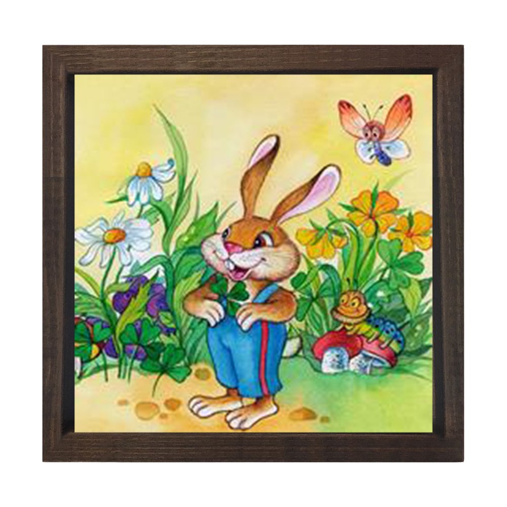 Tavşan Tablosu Kahverengi Ahşap Çerçeve - 70x70