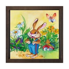 Tavşan Tablosu Kahverengi Ahşap Çerçeve - 70x70