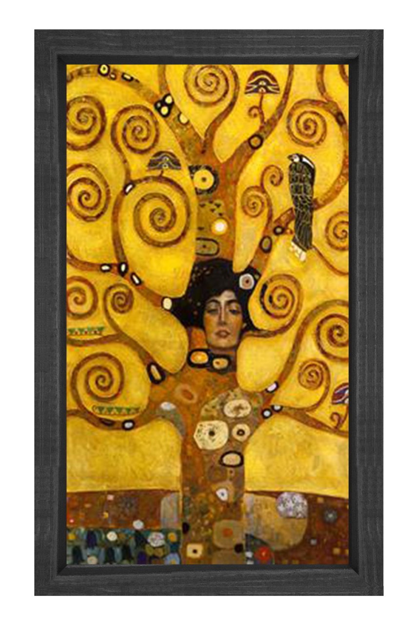 Gustav Klimt Ağaç Tablosu Siyah Ahşap Çerçeve - 45x30