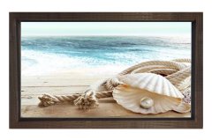 İnci Ve Deniz Tablosu Kahverengi Ahşap Çerçeve - 50x70