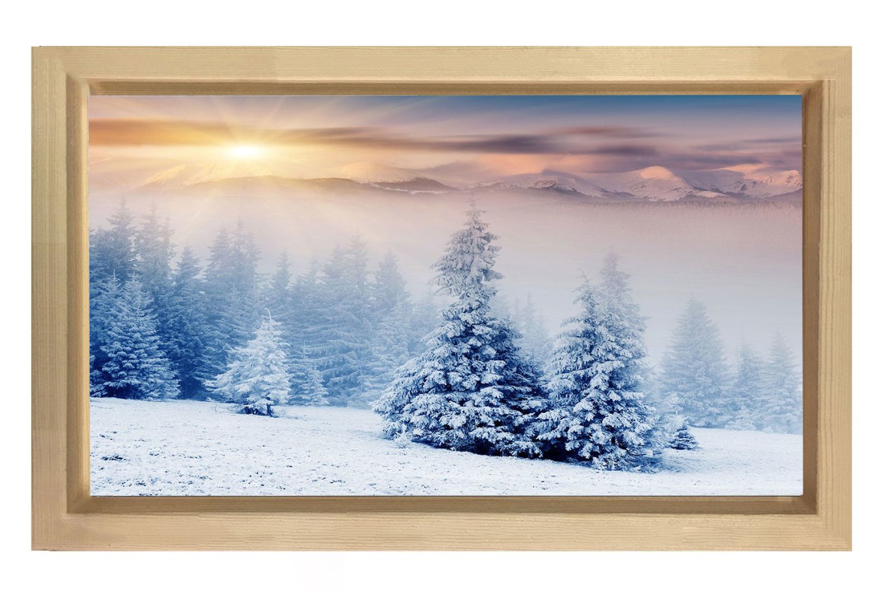 Kış Manzarası Tablosu Naturel Ahşap Çerçeve - 40x60