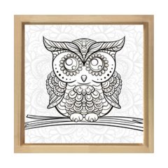 Baykuş Boyama Tablo Tablosu Naturel Ahşap Çerçeve - 40x40