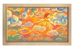 Sevimli Gökyüzü Tablosu Naturel Ahşap Çerçeve - 45x30