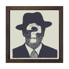 Soru İşaretli Adam Tablosu Kahverengi Ahşap Çerçeve - 50x50