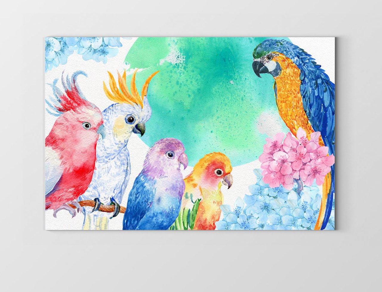 Renkli Papağalar Reprödiksiyon Tablosu Çerçevesiz - 100x200