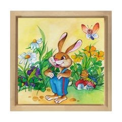 Tavşan Tablosu Naturel Ahşap Çerçeve - 50x50