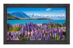 Deniz ve Çiçekler Tablosu Siyah Ahşap Çerçeve - 100x200