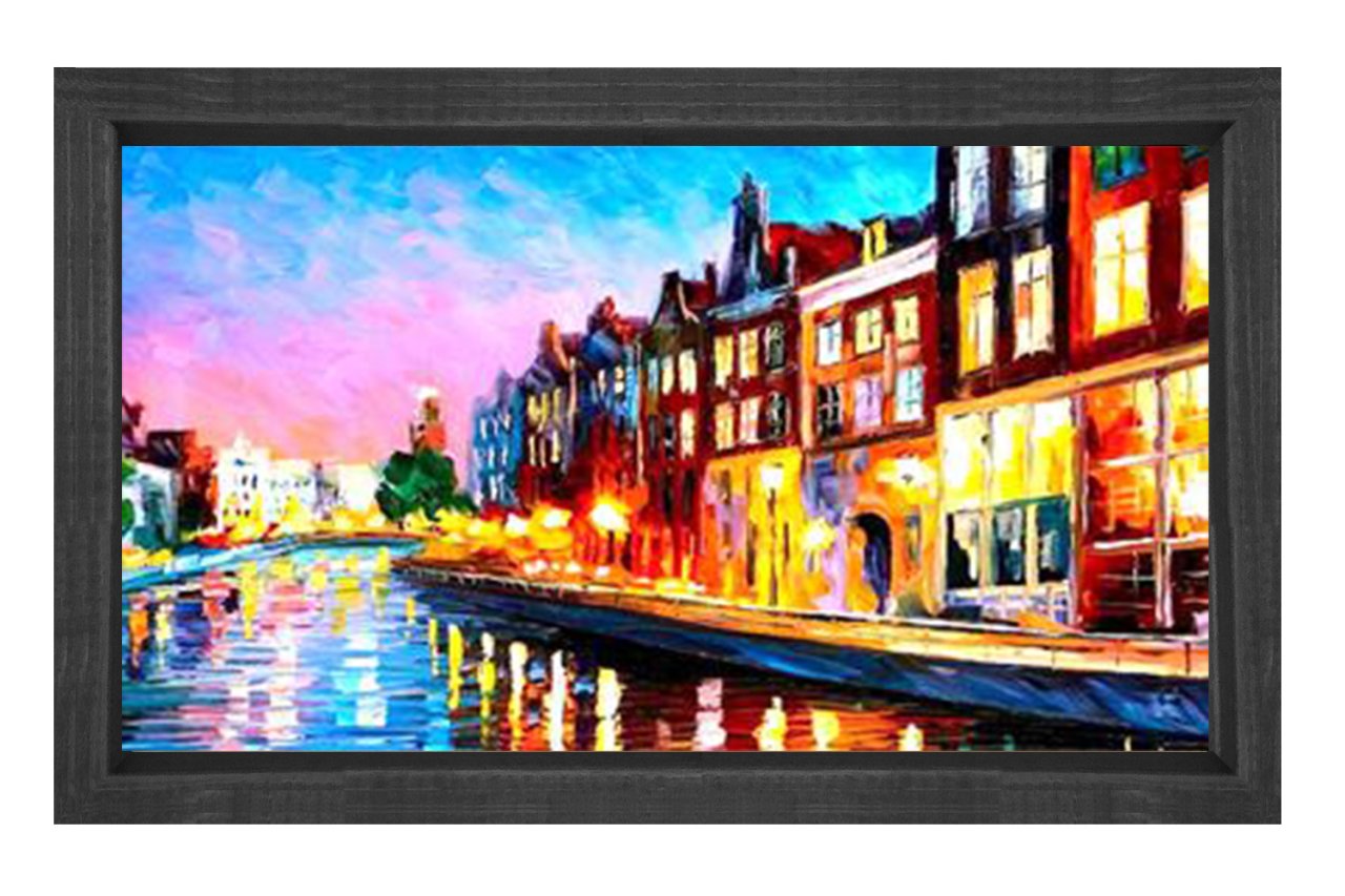 Venedik Manzara Tablosu Siyah Ahşap - 40x60