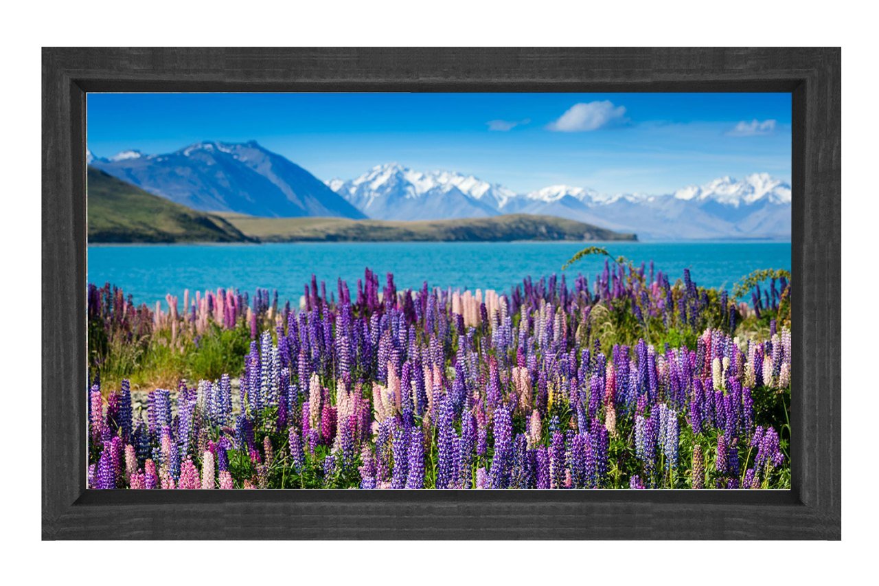 Deniz ve Çiçekler Tablosu Siyah Ahşap Çerçeve - 40x60