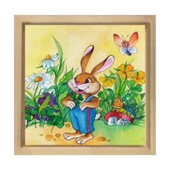 Tavşan Tablosu Naturel Ahşap Çerçeve - 70x70